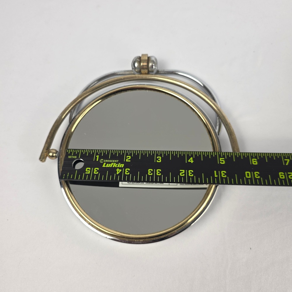 Vintage 5" Double Sided Folding Magnifying Travel Vanity Mirror MCM Chrome Brass - Picture 13 of 13
